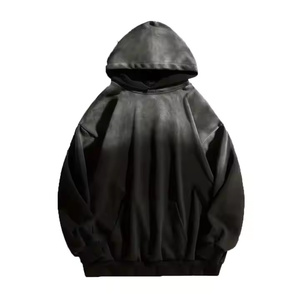 Nuevo estilo Rhinestone logotipo personalizado Sudadera con capucha polar francés Terry algodón Vintage desgastado gradiente ácido lavado Sudadera con capucha para hombre - Product Image 1