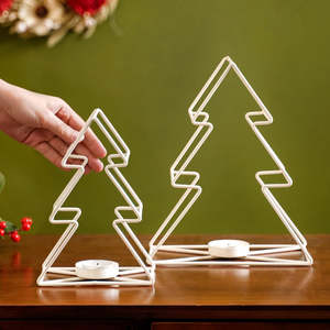 Ensemble de 2 porte-bougies en métal de style royal, design haut de gamme, pour centre de table de mariage et décoration intérieure de Noël - Product Image 1