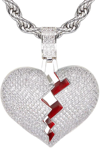 Pendentif Hip Hop Cœur Brisé Rond en Diamant VVS personnalisé, Pendentif Glacé en Argent Sterling Pendentif Hip Hop en Diamant à Charme - Product Image 3