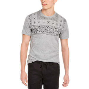 T-shirt Oversize da Uomo American Rag Hip Hop con Stampa, in Jersey Grigio, Taglia Media, Tessuto da 240 Grammi, Caratteristiche Compressive - Product Image 1