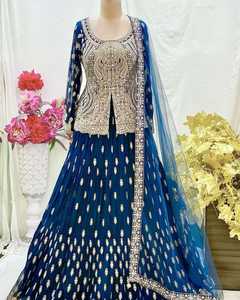 Đẹp thiết kế hàng đầu váy lehenga với dupatta thiết lập hoàn toàn thêu chuỗi làm việc bên mặc truyền thống ăn mặc phù hợp với - Product Image 5