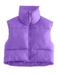 Venta caliente más nuevo estilo mujeres Puffer chaleco Stand Collar Zip up chaleco sin mangas prendas de vestir exteriores Casual moda chaleco para mujeres - Product Image 5