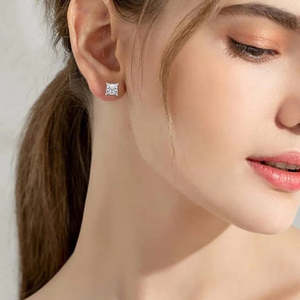 NOVAMART Fine Zarkan Diamond Earrings Ice Cube <b>Silver</b> <b>Studs</b> Wholesale Export - Product Image 4