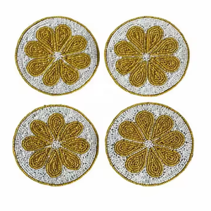 Posavasos decorativo con cuentas hechas a mano, cuentas redondas de cristal, mantel bordado, manteles individuales coloridos de MD Handicrafts - Product Image 6