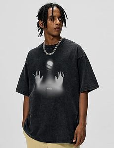 เสื้อยืดพิมพ์ลายกราฟิกผู้ชาย Y2k เสื้อยืดโอเวอร์ไซส์สไตล์วินเทจ เสื้อสตรีทแวร์ลำลอง แขนสั้น สีดำ ผ้าฝ้าย - Product Image 4