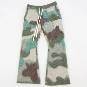 Pantalones de chándal acampanados de mohair de alta calidad, ropa de calle informal, estampado ligero, patrón recto, cordón frontal plano, venta al por mayor - Product Image 1