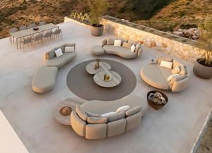 Luxury Outdoor Teak Wood Sectional <b>Sofa</b> Set Weatherproof Fabric Patio Lounge Couch Modern <b>Garden</b> Resort Hotel Furniture - Product Image 2