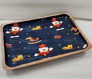 Ensemble de plateaux de luxe en bois de manguier avec de riches motifs organiques et un design minimaliste pour des décors de table sophistiqués - Product Image 4