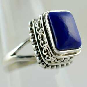 925 Sterling Silver Handmade <b>Statement</b> <b>Ring</b> Lapis Lazuli Gemstone Natural Blue Cushion Shape Boho Style September Fine Gift - Product Image 6
