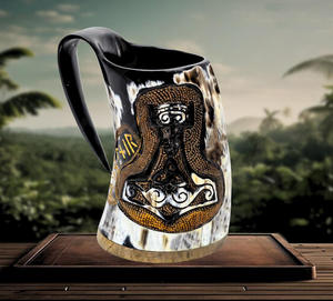 Medieval Horn Mug Authentic Drinking Horn Mug Norse Viking Horn Mug Premium Beer Tankard For Ale Wine <b>Whiskey</b> Coffee Party - Product Image 4