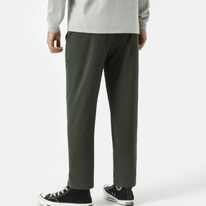 กางเกงผ้าแคนวาสเอวกลางลำลองสำหรับผู้ชาย OEM กางเกงทรงดินสอผ้ายืดน้ำหนักเบาสไตล์สปอร์ตพร้อมกระเป๋ารูดและซิปด้านหลัง - Product Image 1