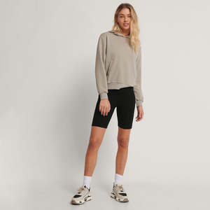 Sudadera Corta con Hombros Caídos para Mujer, 100% Algodón, Lisa, con Logotipo Personalizado, Estilo Urbano, Holgada - Product Image 3