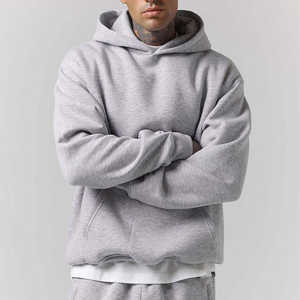 Sweats à capuche pour homme 100% coton, coupe ample et courte, logo brodé sur la poitrine, surjet décoratif, qualité supérieure - Product Image 5