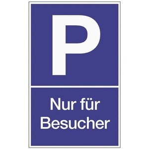 Panneau de signalisation pour parking des visiteurs L250xW400 en plastique bleu/blanc pour cour et pelouse - Product Image 1