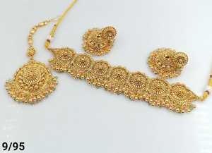 JOYERÍA DE COBRE TRADICIONAL Y DE MODA INDIA CONJUNTO DE JOYERÍA DE BODA NOVIA PARA MUJER CONJUNTO DE PENDIENTES Y COLLAR - Product Image 2