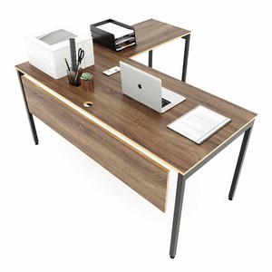 Escritorio Ejecutivo en Forma de L SLEAN HBSL019, Diseño Contemporáneo de Lujo con Patas de Hierro, Material de Madera Contrachapada para Muebles de Oficina - Product Image 6