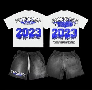 Custom Logo 100% Cotton Vintage Distressed Dtg Print Mens Tank Shirt And <b>Short</b> Acid Wash Vest <b>Shorts</b> Set Summer Streetwear - Product Image 4