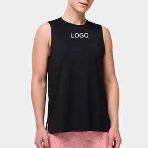 Camiseta sin mangas para correr ecológica de tela de punto con cuello de lazo transpirable ligero para mujer con logotipo frontal - Product Image 1