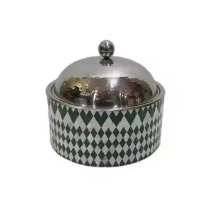 Casserole en émail avec couvercle en métal inoxydable, design vintage, pour utilisation en restaurant, pour fondue, buffet, réchauffeur de nourriture, fondue - Product Image 5