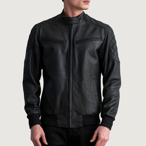 Automne hiver hommes décontracté fermeture éclair veste en cuir hommes vêtements mince à manches longues en cuir mode veste moto veste - Product Image 5