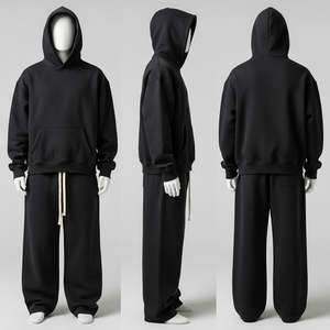 Conjunto de Sudadera con Capucha y Pantalones Deportivos de Forro Polar Grueso para Hombre, Invierno, Casual, Chaqueta Deportiva Abrigada - Product Image 1