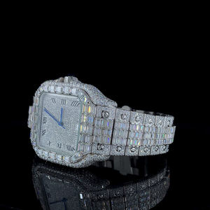 Montre de luxe pour homme avec cadran en verre serti de diamants, bracelet en acier inoxydable, vente en gros - Product Image 3