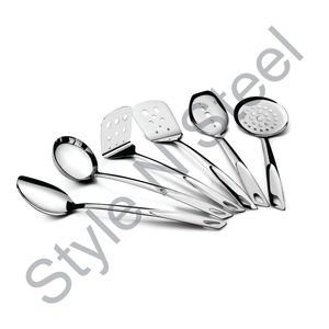 Ensemble de vaisselle en acier inoxydable massif Impressa, 6 pièces, cuillère et fourchette pour serveur de gâteau avec vernis miroir au prix de gros - Product Image 1