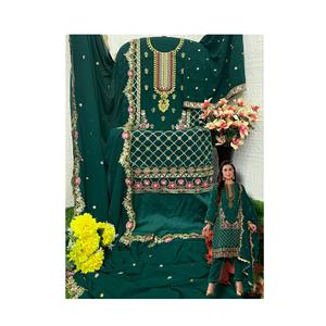 Nouvelle Collection Costumes Pakistanais Faux Georgette Lourd avec Broderie Travail Costumes de Luxe à Vendre à l'Exportation - Product Image 1