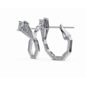 Boucles d'oreilles exclusives en or 14 carats Victoria Timeless Structure avec diamants de laboratoire taille ronde, vente en gros pour les professionnels - Product Image 6