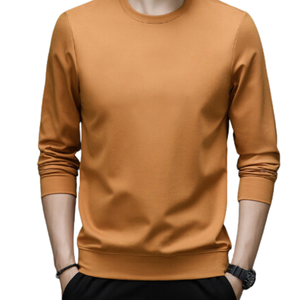 Sudadera con capucha de viaje de negocios con diseño de logotipo personalizado OEM, Jersey recto de manga larga para hombre de treinta años, sudadera de punto sólido - Product Image 1