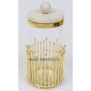 Boîtes de rangement Design de support en or Boîtes de cuisine en métal et en verre de la meilleure qualité Ensemble de 3 boîtes de rangement pour articles de mariage - Product Image 3