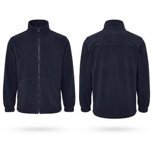 Veste polaire en sherpa pour homme, 380 GSM, beige et noir, panneau contrastant, logo brodé personnalisé, couche isolante, randonnée hivernale, camping - Product Image 2