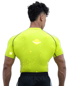 Chemise d'entraînement de compression à demi-manche et à séchage rapide pour homme Skinny Fit Spandex Long Rash Guard Motif uni sublimé pour BJJ MMA - Product Image 2