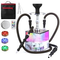 Chicha en verre bleu à forte demande, peinte avec des pièces en métal et en céramique, à vendre, décoration élégante, dernière chicha antique à vendre
