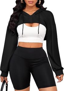 Women's Cropped <b>Hoodie</b> <b>Zip</b> Up Long Sleeve Crop Top Sweatshirts - Product Image 2