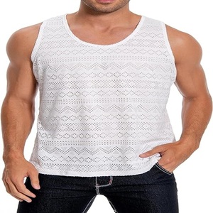 เสื้อกล้ามถักคอวีแขนกุดสำหรับผู้ชาย, เสื้อกล้ามถัก100% โพลีเอสเตอร์สีพื้นระบายอากาศลำลองกลางแจ้งพิมพ์ลายถ่ายเทความร้อนเป็นมิตรกับสิ่งแวดล้อม - Product Image 1