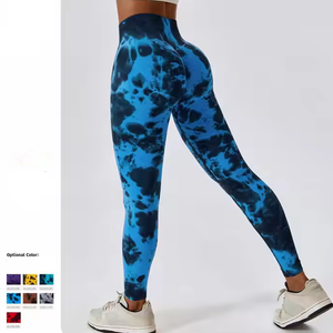 Leggings de Yoga de Cintura Alta para Mujer, con Estampado Tie Dye, Cintura Elástica, Estiramiento en Cuatro Direcciones, Pantalones Deportivos - Product Image 4