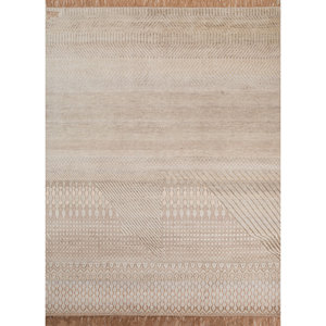 Tapis en laine noué à la main Manchaha Ivory, grand tapis rectangulaire à motif géométrique pour salon, tapis de couloir, modèle Lgs-34 - Product Image 1