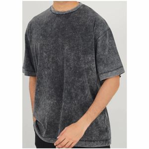 Camiseta para hombre Venta al por mayor High Street Hip Hop Custom Logo Oversized Acid Wash Camiseta Hombres Vintage Washed T Shirt - Product Image 2