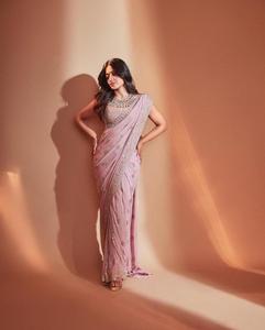 Designer Georgette Saree with Embroidery Sequins and <b>Paper</b> <b>Mirror</b> Work Saree, Wedding & Party Wear Saree Festival Outfit. - Product Image 2