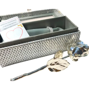 Natural 24k Silver Plated Rose with Grey <b>Box</b> Sparkling Perfect for Birthday Gift Men Women Girl & Boy Valentine Gifts Item - Product Image 1