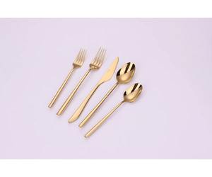 Modern Gold <b>Wood</b> Flatware Set Slim Handle Minimalist Design Luxury Wedding Eco-Friendly Mirror Polish Cutlery Service - Product Image 5