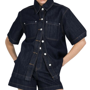 Mode féminine été Streetwear coupe confortable veste en jean et pantalon solide sergé imprimé Style de vacances décontracté - Product Image 2