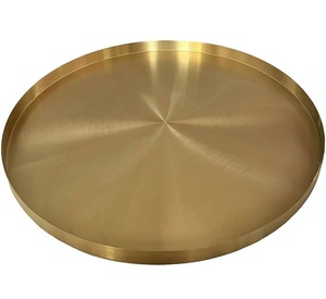 Hot Sale Excellent Gold Metal Decorative <b>Round</b> <b>Tray</b> Brass Shiny Embossed <b>Serving</b> <b>Tray</b> bar Ware <b>Serving</b> <b>Tray</b> in Customized - Product Image 2