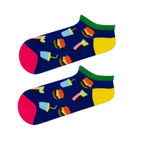 Fast Food Summer Ankle <b>Socks</b> for Girls Breathable Jacquard Print Embroidery Floral Design Cute Style One Size Nylon - Product Image 1