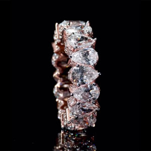 Sang trọng vĩnh cửu ban nhạc | hình dạng quả lê vvs moissanite Vòng | 925 Sterling Bạc | đồ trang sức kỷ niệm ngày cưới - Product Image 6