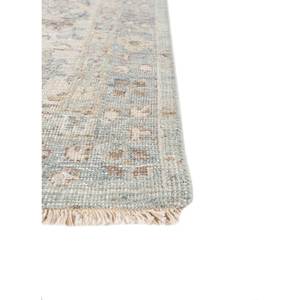 Alfombra de Lana Anudada a Mano en 3D Erbe, Diseño Rectangular con Medallón Azul y Patrón Abstracto para Sala de Estar - Modelo Skwl-549 - Product Image 4