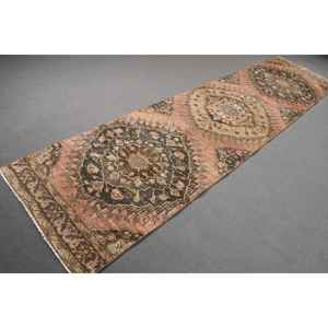 Alfombra Turca Vintage de 3x11.9 pies, Alfombra Ombré Marrón Naranja - Product Image 3