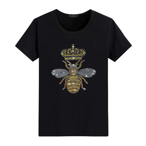 <b>Top</b> Premium Quality 100% Cotton Hot <b>Rhinestone</b> Short Sleeve Regular Fit High Street T-Shirt for Men - Product Image 1