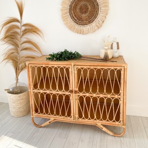 Aparador Nórdico de Ratán Natural, Aparador Largo, Mueble de Almacenamiento y Organización para Habitaciones - Product Image 4